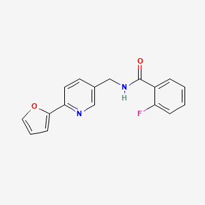 molecular formula C17H13FN2O2 B2940590 2-fluoro-N-((6-(furan-2-yl)pyridin-3-yl)methyl)benzamide CAS No. 2034306-43-7