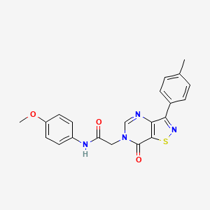 molecular formula C21H18N4O3S B2940599 N-(4-methoxyphenyl)-2-[3-(4-methylphenyl)-7-oxo-6H,7H-[1,2]thiazolo[4,5-d]pyrimidin-6-yl]acetamide CAS No. 1112428-37-1