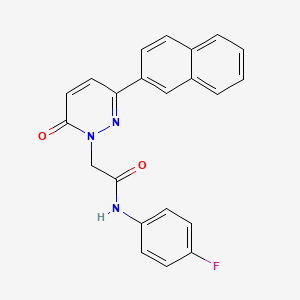molecular formula C22H16FN3O2 B2940607 N-(4-fluorophenyl)-2-[3-(naphthalen-2-yl)-6-oxo-1,6-dihydropyridazin-1-yl]acetamide CAS No. 942008-03-9
