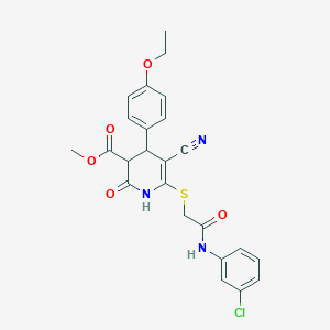 molecular formula C24H22ClN3O5S B2940632 methyl 6-({[(3-chlorophenyl)carbamoyl]methyl}sulfanyl)-5-cyano-4-(4-ethoxyphenyl)-2-oxo-1,2,3,4-tetrahydropyridine-3-carboxylate CAS No. 497247-23-1
