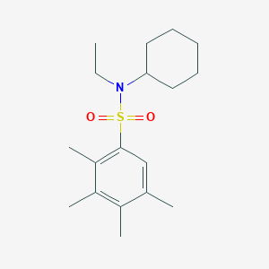 molecular formula C18H29NO2S B2940646 N-cyclohexyl-N-ethyl-2,3,4,5-tetramethylbenzene-1-sulfonamide CAS No. 873578-79-1