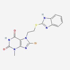 7-(2-((1H-benzo[d]imidazol-2-yl)thio)ethyl)-8-bromo-3-methyl-1H-purine-2,6(3H,7H)-dione
