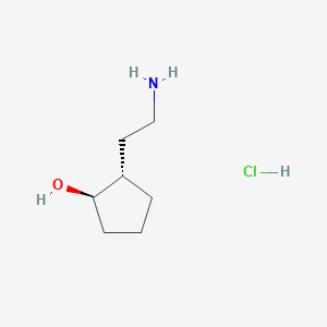 molecular formula C7H16ClNO B2940731 rac-(1R,2S)-2-(2-aminoethyl)cyclopentan-1-olhydrochloride CAS No. 2227647-48-3