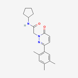 molecular formula C20H25N3O2 B2940761 N-cyclopentyl-2-[6-oxo-3-(2,4,5-trimethylphenyl)-1,6-dihydropyridazin-1-yl]acetamide CAS No. 941931-02-8