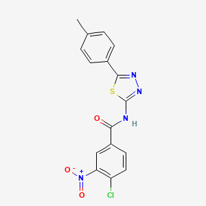 molecular formula C16H11ClN4O3S B2940773 4-chloro-N-[5-(4-methylphenyl)-1,3,4-thiadiazol-2-yl]-3-nitrobenzamide CAS No. 342590-87-8