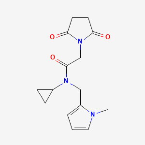 molecular formula C15H19N3O3 B2940793 N-cyclopropyl-2-(2,5-dioxopyrrolidin-1-yl)-N-((1-methyl-1H-pyrrol-2-yl)methyl)acetamide CAS No. 1286728-96-8