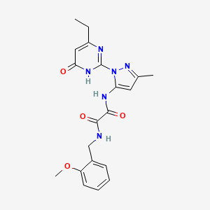 molecular formula C20H22N6O4 B2940808 N1-(1-(4-ethyl-6-oxo-1,6-dihydropyrimidin-2-yl)-3-methyl-1H-pyrazol-5-yl)-N2-(2-methoxybenzyl)oxalamide CAS No. 1013889-34-3