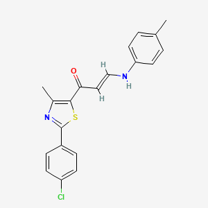 molecular formula C20H17ClN2OS B2940812 (2E)-1-[2-(4-chlorophenyl)-4-methyl-1,3-thiazol-5-yl]-3-[(4-methylphenyl)amino]prop-2-en-1-one CAS No. 478041-05-3