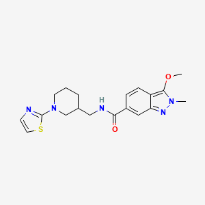 molecular formula C19H23N5O2S B2940875 3-methoxy-2-methyl-N-((1-(thiazol-2-yl)piperidin-3-yl)methyl)-2H-indazole-6-carboxamide CAS No. 1798524-82-9