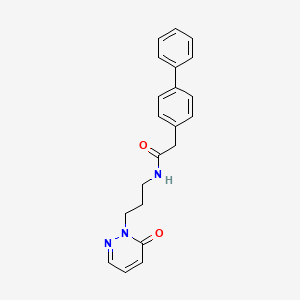molecular formula C21H21N3O2 B2940887 2-([1,1'-biphenyl]-4-yl)-N-(3-(6-oxopyridazin-1(6H)-yl)propyl)acetamide CAS No. 1203124-27-9