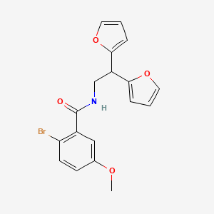 molecular formula C18H16BrNO4 B2940894 N-[2,2-bis(furan-2-yl)ethyl]-2-bromo-5-methoxybenzamide CAS No. 2097868-42-1