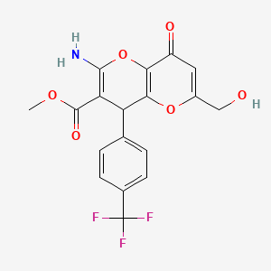 B2940914 Methyl 2-amino-6-(hydroxymethyl)-8-oxo-4-(4-(trifluoromethyl)phenyl)-4,8-dihydropyrano[3,2-b]pyran-3-carboxylate CAS No. 881447-42-3