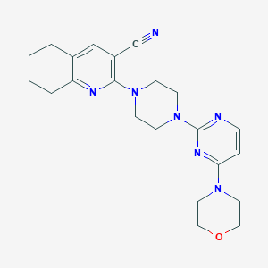 molecular formula C22H27N7O B2940949 2-{4-[4-(Morpholin-4-yl)pyrimidin-2-yl]piperazin-1-yl}-5,6,7,8-tetrahydroquinoline-3-carbonitrile CAS No. 2415623-52-6