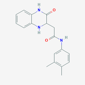 molecular formula C18H19N3O2 B2940951 N-(3,4-dimethylphenyl)-2-(3-oxo-1,2,3,4-tetrahydroquinoxalin-2-yl)acetamide CAS No. 474264-00-1
