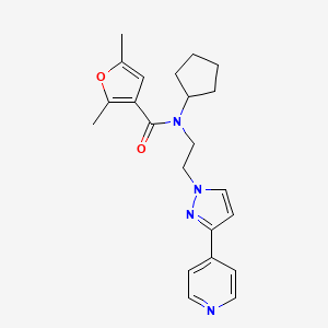 molecular formula C22H26N4O2 B2940969 N-cyclopentyl-2,5-dimethyl-N-(2-(3-(pyridin-4-yl)-1H-pyrazol-1-yl)ethyl)furan-3-carboxamide CAS No. 2034419-61-7