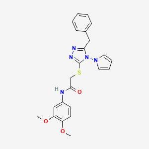 molecular formula C23H23N5O3S B2940991 2-{[5-benzyl-4-(1H-pyrrol-1-yl)-4H-1,2,4-triazol-3-yl]sulfanyl}-N-(3,4-dimethoxyphenyl)acetamide CAS No. 896304-43-1