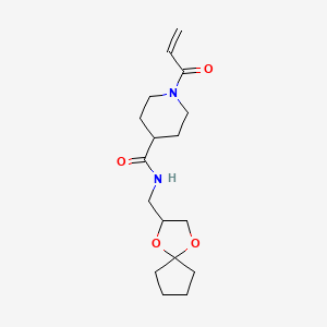 molecular formula C17H26N2O4 B2941009 N-({1,4-dioxaspiro[4.4]nonan-2-yl}methyl)-1-(prop-2-enoyl)piperidine-4-carboxamide CAS No. 2361863-75-2