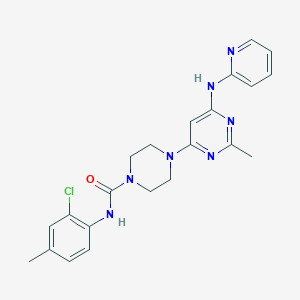 molecular formula C22H24ClN7O B2941024 N-(2-chloro-4-methylphenyl)-4-(2-methyl-6-(pyridin-2-ylamino)pyrimidin-4-yl)piperazine-1-carboxamide CAS No. 1421493-97-1