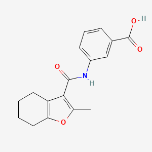 molecular formula C17H17NO4 B2941055 3-[(2-Methyl-4,5,6,7-tetrahydro-benzofuran-3-carbonyl)-amino]-benzoic acid 