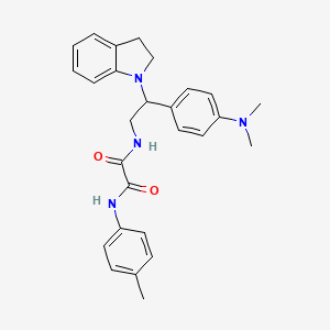 molecular formula C27H30N4O2 B2941080 N1-(2-(4-(dimethylamino)phenyl)-2-(indolin-1-yl)ethyl)-N2-(p-tolyl)oxalamide CAS No. 922873-00-5