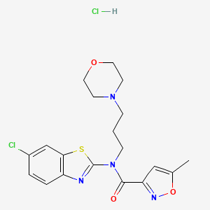 molecular formula C19H22Cl2N4O3S B2941089 N-(6-CHLORO-1,3-BENZOTHIAZOL-2-YL)-5-METHYL-N-[3-(MORPHOLIN-4-YL)PROPYL]-1,2-OXAZOLE-3-CARBOXAMIDE HYDROCHLORIDE CAS No. 1330301-60-4