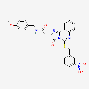 molecular formula C27H23N5O5S B2941096 N-[(4-methoxyphenyl)methyl]-2-(5-{[(3-nitrophenyl)methyl]sulfanyl}-3-oxo-2H,3H-imidazo[1,2-c]quinazolin-2-yl)acetamide CAS No. 1023367-60-3