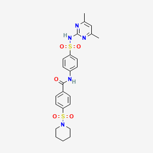 molecular formula C24H27N5O5S2 B2941098 N-(4-(N-(4,6-dimethylpyrimidin-2-yl)sulfamoyl)phenyl)-4-(piperidin-1-ylsulfonyl)benzamide CAS No. 314247-82-0
