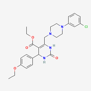 molecular formula C26H31ClN4O4 B2941131 Ethyl 6-{[4-(3-chlorophenyl)piperazin-1-yl]methyl}-4-(4-ethoxyphenyl)-2-oxo-1,2,3,4-tetrahydropyrimidine-5-carboxylate CAS No. 1252840-46-2