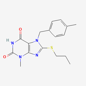 molecular formula C17H20N4O2S B2941145 3-methyl-7-[(4-methylphenyl)methyl]-8-(propylsulfanyl)-2,3,6,7-tetrahydro-1H-purine-2,6-dione CAS No. 303969-75-7