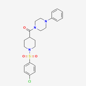 molecular formula C22H26ClN3O3S B2941152 1-[1-(4-Chlorobenzenesulfonyl)piperidine-4-carbonyl]-4-phenylpiperazine CAS No. 848177-68-4