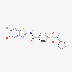 molecular formula C22H25N3O5S2 B2941188 4-[cyclopentyl(methyl)sulfamoyl]-N-(5,6-dimethoxy-1,3-benzothiazol-2-yl)benzamide CAS No. 899963-71-4