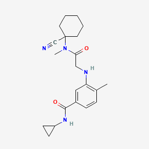molecular formula C21H28N4O2 B2941194 3-({[(1-cyanocyclohexyl)(methyl)carbamoyl]methyl}amino)-N-cyclopropyl-4-methylbenzamide CAS No. 1241619-85-1