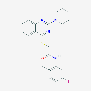 molecular formula C22H23FN4OS B2941213 N-(5-fluoro-2-methylphenyl)-2-{[2-(piperidin-1-yl)quinazolin-4-yl]sulfanyl}acetamide CAS No. 1115309-45-9
