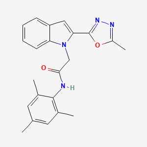molecular formula C22H22N4O2 B2941215 2-[2-(5-methyl-1,3,4-oxadiazol-2-yl)-1H-indol-1-yl]-N-(2,4,6-trimethylphenyl)acetamide CAS No. 923165-78-0