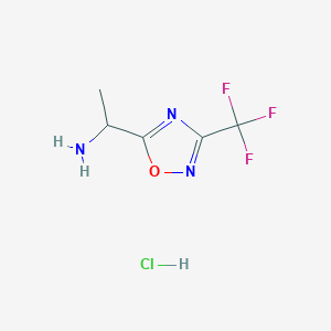 molecular formula C5H7ClF3N3O B2941225 1-[3-(Trifluoromethyl)-1,2,4-oxadiazol-5-yl]ethan-1-amine hydrochloride CAS No. 1909336-60-2