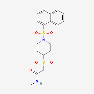 molecular formula C18H22N2O5S2 B2941241 N-methyl-2-((1-(naphthalen-1-ylsulfonyl)piperidin-4-yl)sulfonyl)acetamide CAS No. 1797838-67-5