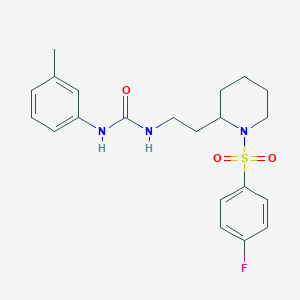 molecular formula C21H26FN3O3S B2941246 1-(2-(1-((4-Fluorophenyl)sulfonyl)piperidin-2-yl)ethyl)-3-(m-tolyl)urea CAS No. 898450-07-2