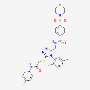 molecular formula C30H31FN6O5S2 B2941248 N-((4-(2,5-dimethylphenyl)-5-((2-((4-fluorophenyl)amino)-2-oxoethyl)thio)-4H-1,2,4-triazol-3-yl)methyl)-4-(morpholinosulfonyl)benzamide CAS No. 309968-55-6