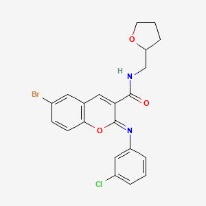 molecular formula C21H18BrClN2O3 B2941279 (2Z)-6-bromo-2-[(3-chlorophenyl)imino]-N-[(oxolan-2-yl)methyl]-2H-chromene-3-carboxamide CAS No. 1327179-41-8