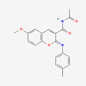 molecular formula C20H18N2O4 B2941292 (2Z)-N-acetyl-6-methoxy-2-[(4-methylphenyl)imino]-2H-chromene-3-carboxamide CAS No. 330158-24-2