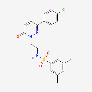 molecular formula C20H20ClN3O3S B2941296 N-{2-[3-(4-chlorophenyl)-6-oxo-1,6-dihydropyridazin-1-yl]ethyl}-3,5-dimethylbenzene-1-sulfonamide CAS No. 921554-87-2