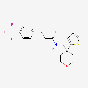 molecular formula C20H22F3NO2S B2941306 N-{[4-(THIOPHEN-2-YL)OXAN-4-YL]METHYL}-3-[4-(TRIFLUOROMETHYL)PHENYL]PROPANAMIDE CAS No. 1797075-63-8