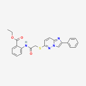 molecular formula C23H20N4O3S B2941320 Ethyl 2-(2-((2-phenylimidazo[1,2-b]pyridazin-6-yl)thio)acetamido)benzoate CAS No. 896286-77-4
