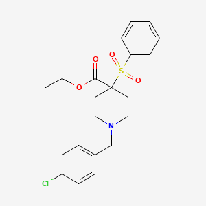 molecular formula C21H24ClNO4S B2941363 Ethyl 4-(benzenesulfonyl)-1-[(4-chlorophenyl)methyl]piperidine-4-carboxylate CAS No. 860649-14-5
