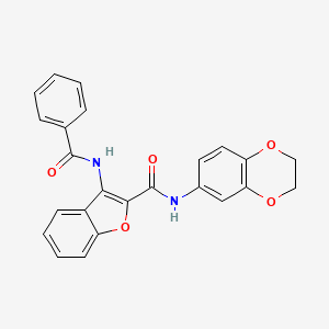 molecular formula C24H18N2O5 B2941375 3-benzamido-N-(2,3-dihydro-1,4-benzodioxin-6-yl)-1-benzofuran-2-carboxamide CAS No. 888465-93-8