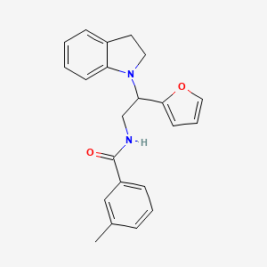 molecular formula C22H22N2O2 B2941387 N-[2-(2,3-dihydroindol-1-yl)-2-(furan-2-yl)ethyl]-3-methylbenzamide CAS No. 898432-69-4