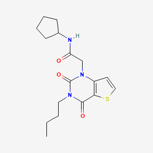 molecular formula C17H23N3O3S B2941390 2-(3-butyl-2,4-dioxo-3,4-dihydrothieno[3,2-d]pyrimidin-1(2H)-yl)-N-cyclopentylacetamide CAS No. 1252911-24-2