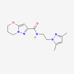 molecular formula C14H19N5O2 B2941392 N-[2-(3,5-dimethyl-1H-pyrazol-1-yl)ethyl]-5H,6H,7H-pyrazolo[3,2-b][1,3]oxazine-2-carboxamide CAS No. 1448035-12-8
