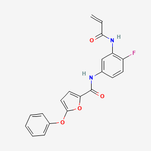 molecular formula C20H15FN2O4 B2941400 N-[4-Fluoro-3-(prop-2-enoylamino)phenyl]-5-phenoxyfuran-2-carboxamide CAS No. 2201432-60-0