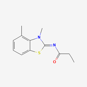 molecular formula C12H14N2OS B2941415 N-[(2Z)-3,4-dimethyl-2,3-dihydro-1,3-benzothiazol-2-ylidene]propanamide CAS No. 865544-01-0